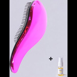 Haur Detangle haarborstel - paars - inclusief 10 ml arganolie  - curve kam - massageborstel - ontklit borstel - detangling brush