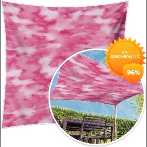 MuchoWow® - Schaduwdoek - Waterverf - Patronen - Fuchsia - 96% UV-bestendig - Hoogwaardig polyester - Zonnedoek - Weerbestendig - Tuin - Tarp - 300x300 cm