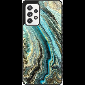 Leuke Telefoonhoesjes - Hoesje geschikt voor Samsung Galaxy A52 5G - Marmer mint - Backcover zwart - Marmer - Blauw