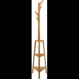 5Five Staande kapstok bamboe D38xH177cm - 3 planken + 4 haken