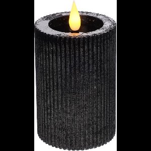 Ideas 4 Seasons - LED pilaarkaars groot - Zwart - Ø 7 cm x 10 cm