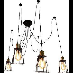 Cosmo Casa Hanglampen 5x - In Hoogte Verstelbaar - Industrieel - Eetkamer - Woonkamer - Zwart