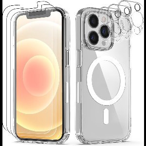 Podec Magsafe Hoesje Geschikt voor iPhone 11 Pro - Bundel met 3x Screenprotector en 3x Cameraprotector - Magnetisch met Ring - Doorzichtig - Transparant