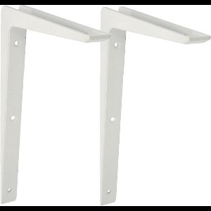 AMIG Plankdrager/planksteun - 2x - aluminium - gelakt wit - H250 x B200 mm - boekenplank steunen