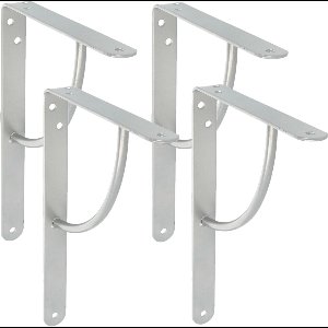 AMIG Plankdrager/planksteun van metaal - 4x - gelakt zilvergrijs - H250 x B200 mm - boekenplank steunen - tot 90 kg