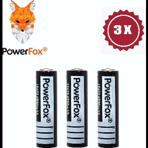 PowerFox® 3x 18650 Lithium batterij 3,7V 6800mAh oplaadbare batterij zwart