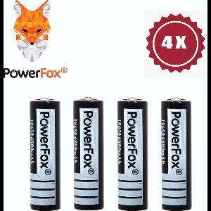 PowerFox® 4x 18650 Lithium batterij 3,7V 6800mAh oplaadbare batterij zwart