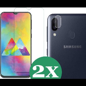 2x Screenprotector geschikt voor Samsung Galaxy M20 - 2x Camera Screen Protector Glas