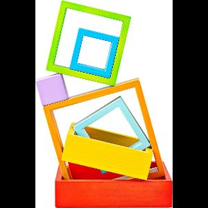 BigJigs Stapelvierkanten Regenboog