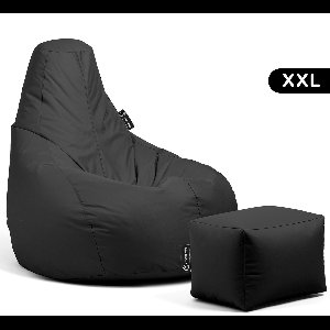 Casacomfy – Premium XXL – Complete Zitzak met Voetenbankje – Zwart – Waterbestendig – Volwassenen