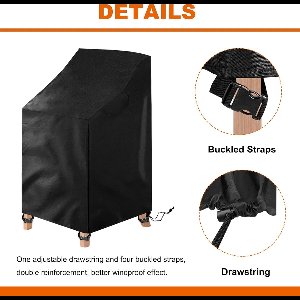 Candala waterdicht, winterbestendig, uv - bestendig, beschermhoes voor tuinmeubelen, met 4 kliksluitriemen voor stapelstoelen, 72 x 92 x 70/120 cm (1