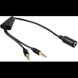 2x 3,5mm > 3,5mm 4-polig headset adapter (CTIA/AHJ) / verguld - zwart - 0,40 meter