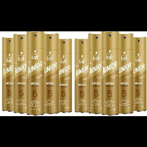 Taft Junior Hairspray Mega Strong - 10 x 250 ml - Voordeelverpakking