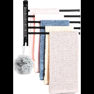 Cuhostki 1 Stuk - Badkamer Handdoekrek - 5 Stangen - Draaibaar - Handdoekrek - Zwart - Met Stevige Constructiea