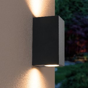 Selma dimbare LED wandlamp - Up & Down light - IP44 - excl. GU10 lichtbron - Zwart - Binnen en buiten - 3 jaar garantie - Polycarbonaat