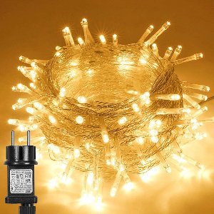 MUPOO Warm wit Kerstverlichting Buiten - 20 m 200 LED's - met stekker - 8 modi - IP44 Waterdicht - met Timer en Geheugenfunctie - Ideaal voor Binnen en Buiten - Perfect voor Kerstdecoratie - Kerstversiering