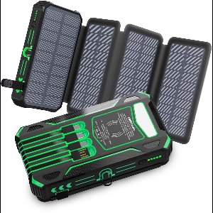SNTIALS - Powerbank - Noodpakket - Ramp - Voorbereid - 20000 MAH - Ingebouwde Kabels - Zonne Energie / Zonnepanelen - Iphone - Android - Samsung
