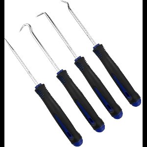 TOVBMUP Set van 4 stuks - Mini-haak- en grijpset - Legering - Professionele naaldhaakset - Voor het verwijderen van slangen, afdichtingen, auto- en elektronisch onderhoudsgereedschap - Blauw