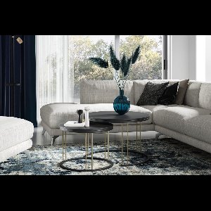 NoaHome Zephyria Salontafel – Zwart Fineer & Staal, Rond Design – Industrieel, Elegant & Duurzaam