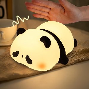 Mmgoqqt 1 Stuk Panda Siliconen Nachtlampje Slaapkamer Knuffellamp Wit - Druk-Aan Sensor 3 Lichtstanden Oplaadbaar Timer Zachte LED Verlichting