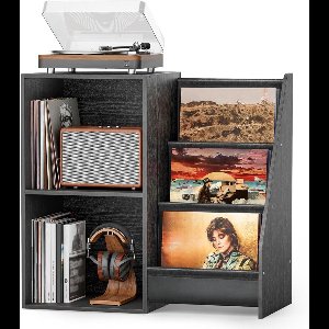 MKSS® Platenspeler Meubel – Stand Platenspelerstandaard Met Vinyl Opbergsysteem - Zwart