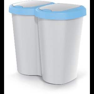 Compacta B Duo - Prullenbak - 40L - één compartiment twee deksels - Grijs / Blauw