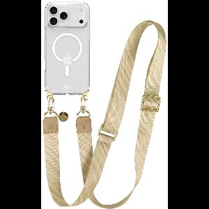 AVY Hoesje geschikt voor Apple iPhone 17 Pro | Compatibel met MagSafe | Clear Case met Telefoonkoord 130CM | Crossbody Aurum Gold