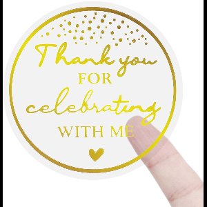 120 Pieces Thank you for Celebrating with Me Stickers, 3.8cm Gold Foil Thank You Labels Package Stickers Thank You Gift Stickers Thank You Labels for Birthday Envelope Graduation