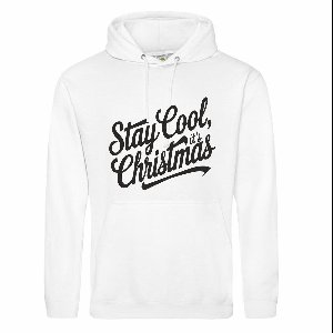 Witte hoodie met "Stay cool, it's Christmas" - maat M - kersttrui, kerst, kerstmis, fout, kerstfeest, kerstmis, trui, kerstdiner, aankleding, hoody, hoedie