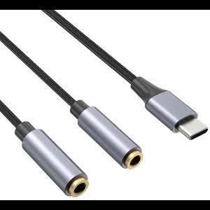 USB-C naar 2 x 3.5 mm jack Headphone splitter voor iPhone / iPod / iPad en andere