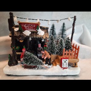 kerstboom winkel kerstdorp met verlichting