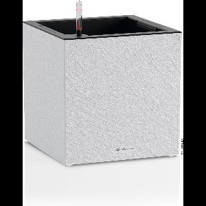 LECHUZA CANTO Slatestone 30 low - Plantenbak - met uitneembare binnenbak - met bewateringssysteem - ALL-IN-ONE set met LECHUZA-PON - lichtgrijs