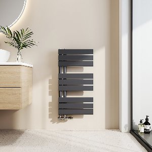 EMKE Handdoekradiator - Plat Design - Mat Antraciet - 76x40 cm - 342W - Badkamer Verwarming - CV Radiator
