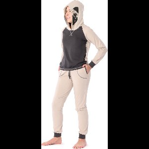 Ladeheid Meisjes Pyjama - met Capuchon - Lange mouwen - Lange broek - Katoen - LA-LA40-237-PJ - Beige Mop - 158