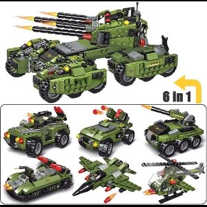 6 in 1 tank - bouwblokken - militair - 520 pcs