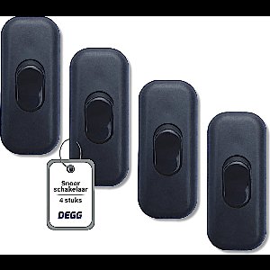 DEGG - Snoerschakelaar - Zwart - 450Watt - 250V - Energie besparing - Premium kwaliteit - lampen schakelaartjes - 4 STUK(S)