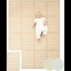 JGS ® Extra Grote Zachte Puzzel Speelmat voor Baby's in Hygge Stijl - 16 XL Panelen met Randen