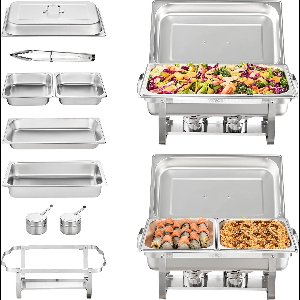 Vostara - Warmhoudbakken - Buffet Warmer - Warmhoudbakken 2 Voor Buffet - Voedselwarmer - Chafing Dish Brandpasta - Chafing Dish Bakken - Chafing Dish