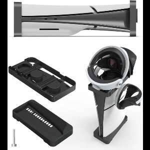 JustValue Standaard geschikt voor PlayStation 5 Slim - Horizontaal - Verticaal - Geschikt voor PlayStation 5 Slim - Accessoires - Houder - 2 in 1 - Inclusief Bevestigingsmateriaal - Zwart