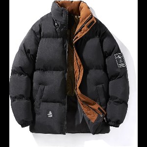 Winterjas - Heren winterjas - Puffer jas - Winterjassen - Gewatteerde jas - Puffer winterjas - Maat L - Zwart