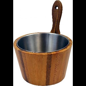 Saunia - Sauna emmer - Teakhout, inclusief metalen inzet emmer - 4L
