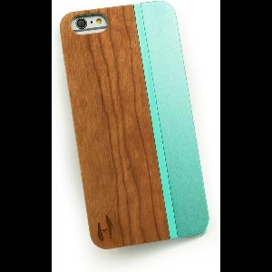 Houten hardcase, iPhone 6 -kersenhout + aquamarine