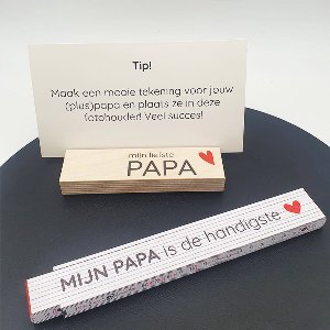 Vaderdag - Duimstok 2m + gratis fotohouder - Ideaal cadeau voor papa op vaderdag!
