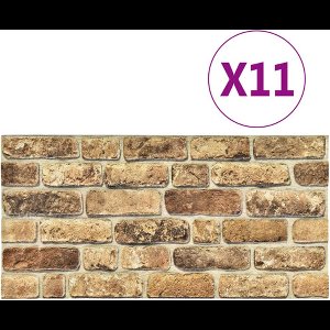 vidaXL 11 st Wandpanelen 3D donkerzandkleurige baksteen EPS