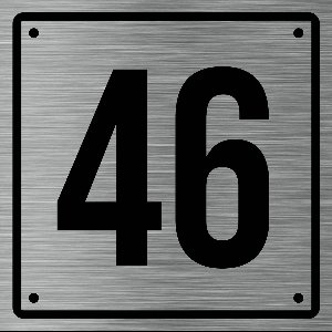 Huisnummerbord 46 - Incl. Schroeven en Pluggen – Acrylaat - 10 x 10 cm - RVS met Zwart