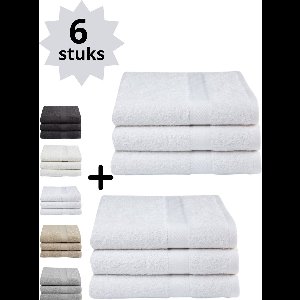 Droomtextiel® Luxe Badhanddoeken Wit 70x140 cm - 6 Stuks - Pure Katoen - Bad textiel - Heerlijk Zacht