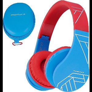 PowerLocus P1 Kids Kinder Koptelefoon Draadloos - Koptelefoon voor kinderen - Veilig volume van 85 dB - Bluetooth Hoofdtelefoon - Met microfoon - incl. Premium Case - Blauw/Rood