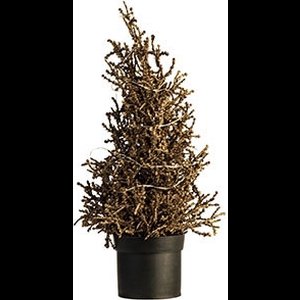 Kerstboom 15 LED lights glitter koper 13x13xH33 cm kunststof