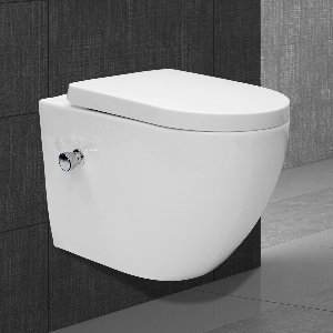 Keramisch wandcloset, 54 cm lang, randloos met bidet & soft-close LuxeBath