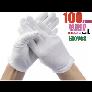 100 Stuks Witte katoenen Handschoen Maat L, 100Pcs White Gloves 50 Pairs Soft Cotton Gloves Coin Jewelry Silver Inspection Gloves Stretchable Lining Glove - Gloves 100% Cotton Maat L